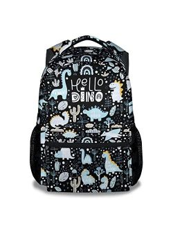 NICEFORNICE Dinosaur Kids Backpack for Boys Girls, 16.5" Lightweight Polyester Dinosaurs Full Printed School Backpacks, Girls Boys Bookbag for School Student Kids Travel