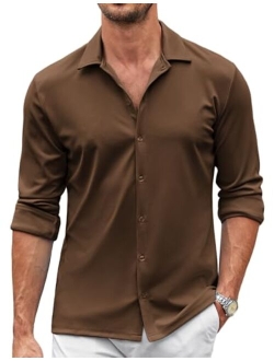 Men's Casual Button Down Shirt Wrinkle Free Shirts Long Sleeve Dress Shirt