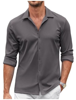 Men's Casual Button Down Shirt Wrinkle Free Shirts Long Sleeve Dress Shirt