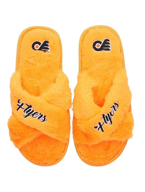 Women's FOCO Philadelphia Flyers Script Cross Slide Slippers