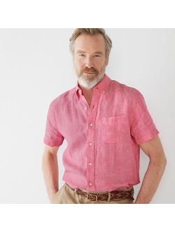 Short-sleeve Baird McNutt garment-dyed Irish linen shirt