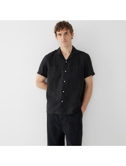 Short-sleeve camp-collar shirt in Irish linen