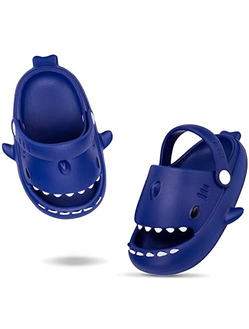 Coolloog Kids Shark Slides Toddler Girls Boys Cute Cartoon Summer Cloud Slippers Toddler Baby Non-Slip Beach Pool Shower Shoes