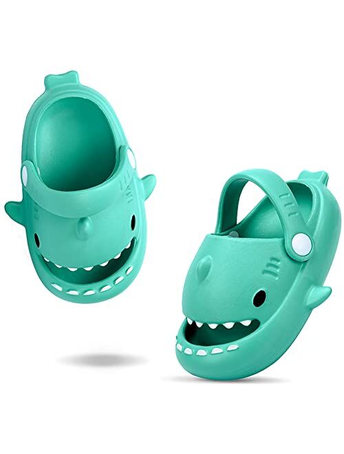 Coolloog Kids Shark Slides Toddler Girls Boys Cute Cartoon Summer Cloud Slippers Toddler Baby Non-Slip Beach Pool Shower Shoes