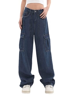 SANGTREE Girls Women's Casual Wide Leg Jeans, 4-14 Years S-XL