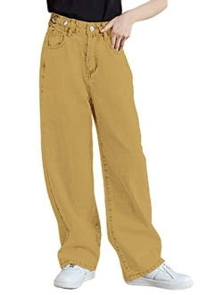 SANGTREE Girls Women's Casual Wide Leg Jeans, 4-14 Years S-XL