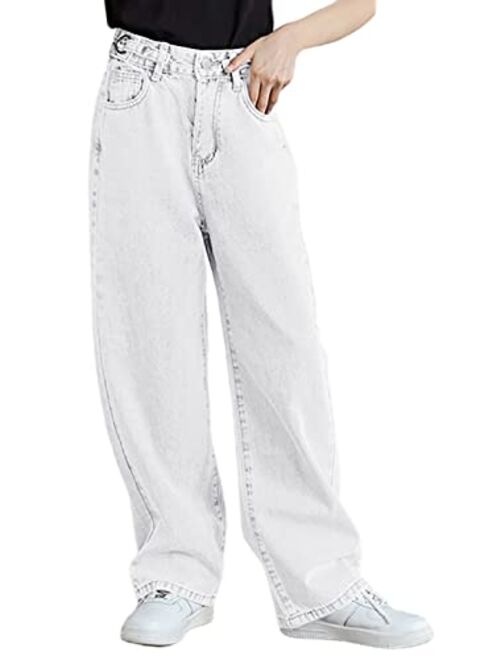 SANGTREE Girls Women's Casual Wide Leg Jeans, 4-14 Years S-XL