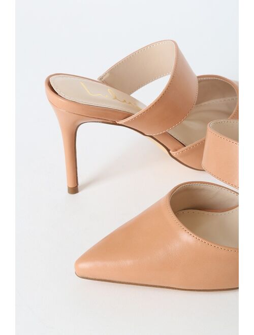 Lulus Faire Tan Pointed-Toe Mules