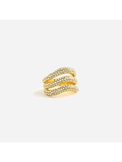 Triple pave crystal ring