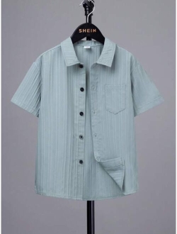 Boys' Solid Color White Casual Basic Pocket Spring Autumn Winter Turn-down Collar Shirt