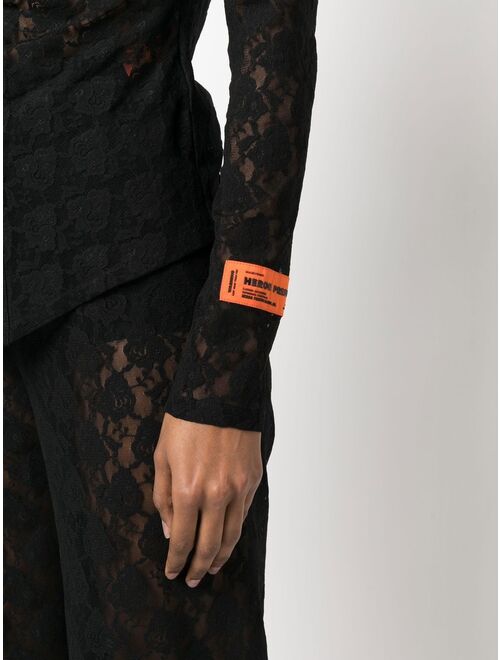 Heron Preston floral-lace button-up shirt