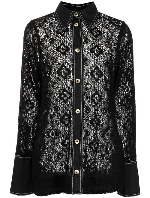 GANNI lace long-sleeve shirt