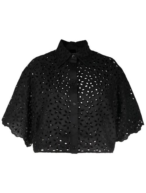 PINKO floral motif perforated shirt