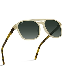 WearMe Pro Polarized Rectangular Sunglasses for Both Men and Women Featuring Unique Double Bridge