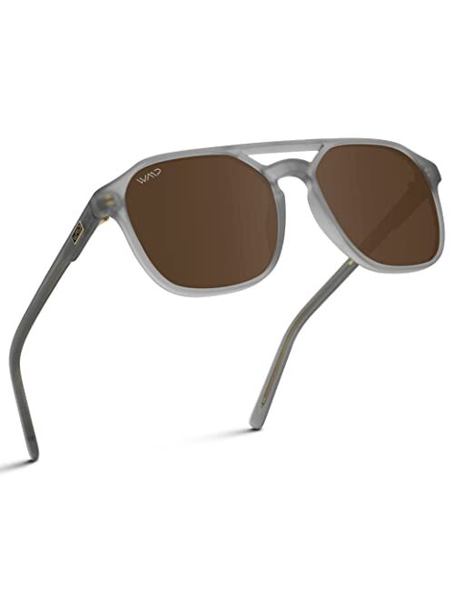 WearMe Pro Polarized Rectangular Sunglasses for Both Men and Women Featuring Unique Double Bridge