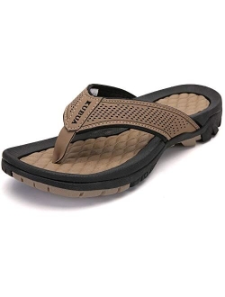 KUBUA Men's Beach Flip-Flops Water Sandals Outdoor Athletic Thong Sandal Slippers