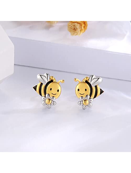 Apotie Sterling Silver Cow Penguins Panda Dog Cat Sloth Earrings Studs S925 Cute Baby Animal Jewelry Gift for Girls Teens