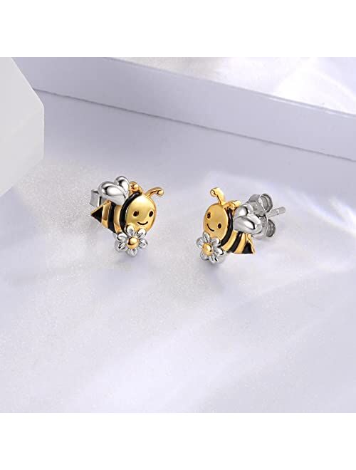 Apotie Sterling Silver Cow Penguins Panda Dog Cat Sloth Earrings Studs S925 Cute Baby Animal Jewelry Gift for Girls Teens