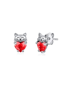 Justkidstoy 925 Sterling Silver Cat Earrings Cute Animal Kitten Stud Earrings cat Jewelry Gifts for Women Girls Hypoallergenic Earrings for Sensitive Ears