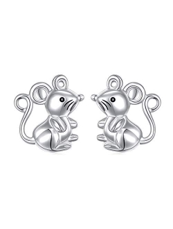 Daochong S925 Sterling Silver Cute Animal Stud Earrings for Women Girls