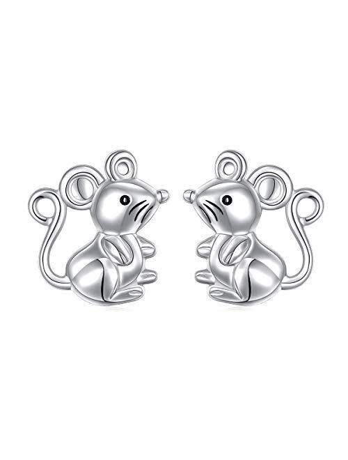 Daochong S925 Sterling Silver Cute Animal Stud Earrings for Women Girls