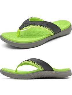 KuaiLu Mens Sport Flip Flops Comfort Orthotic Thong Sandals with Plantar Fasciitis Arch Support Outdoor Summer Beach Size 7~15