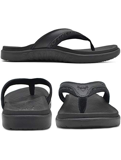 KuaiLu Mens Sport Flip Flops Comfort Orthotic Thong Sandals with Plantar Fasciitis Arch Support Outdoor Summer Beach Size 7~15
