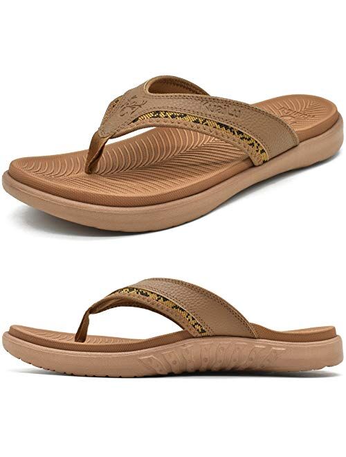 KuaiLu Mens Sport Flip Flops Comfort Orthotic Thong Sandals with Plantar Fasciitis Arch Support Outdoor Summer Beach Size 7~15