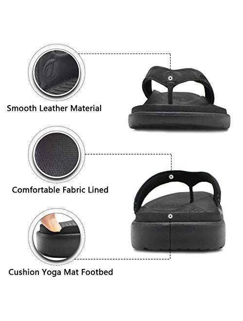 ONCAI Mens Flip Flop Open Toe Athletic Straps Orthotic Summer Plantar Fasciitis Sport Sandals with Soft Cushion Arch Support Size 7.5-15