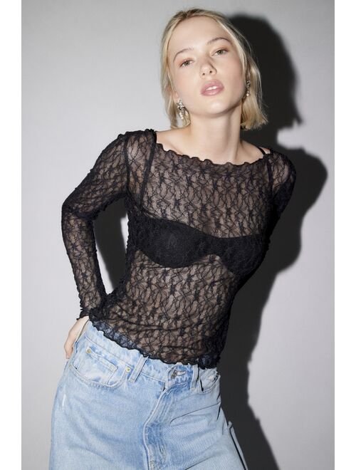 Out From Under Libby Sheer Lace Long Sleeve Top