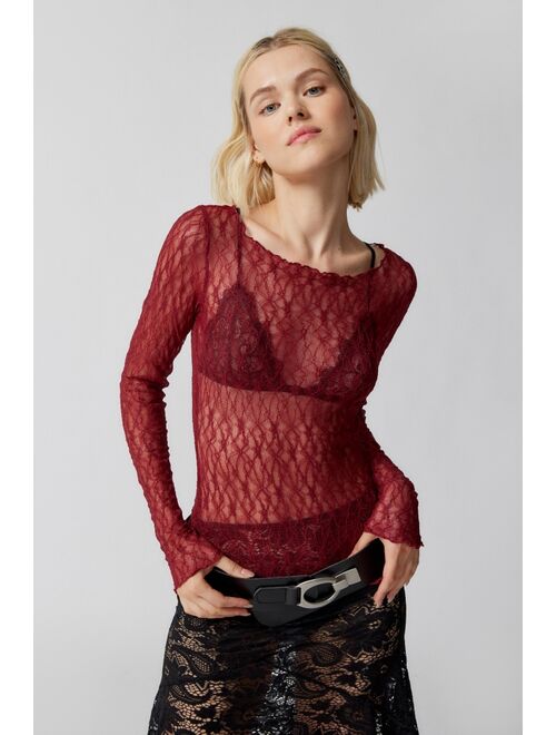 Out From Under Libby Sheer Lace Long Sleeve Top