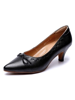 Mona flying Leather Mid Kitten Pumps Elegant Women Slip On ClassicComfortable Elegant Handmade Work Shoes