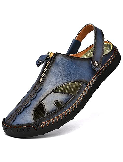 Shaire Men'S Sandals Outdoor Leather Closed Toe Beach Shoes