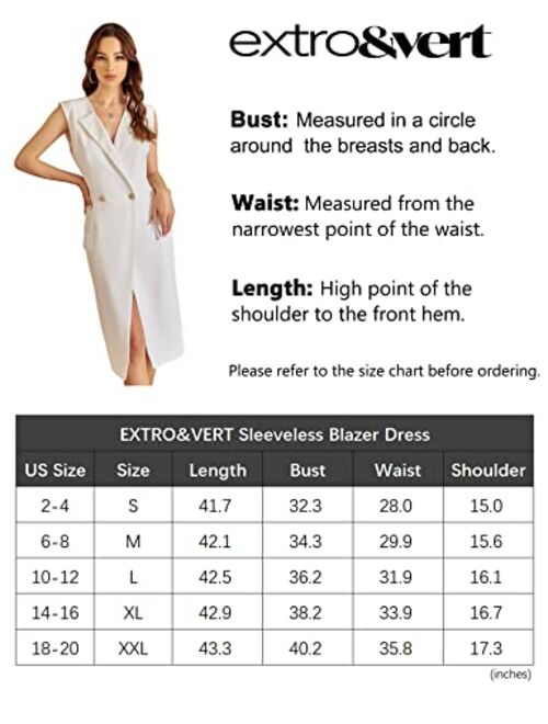 EXTRO&VERT Sleeveless Blazer Dress for Women with Gold Button Business Work Dresses Elegant