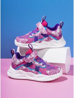 Girls Graphic Hook-and-loop Fastener Sneakers