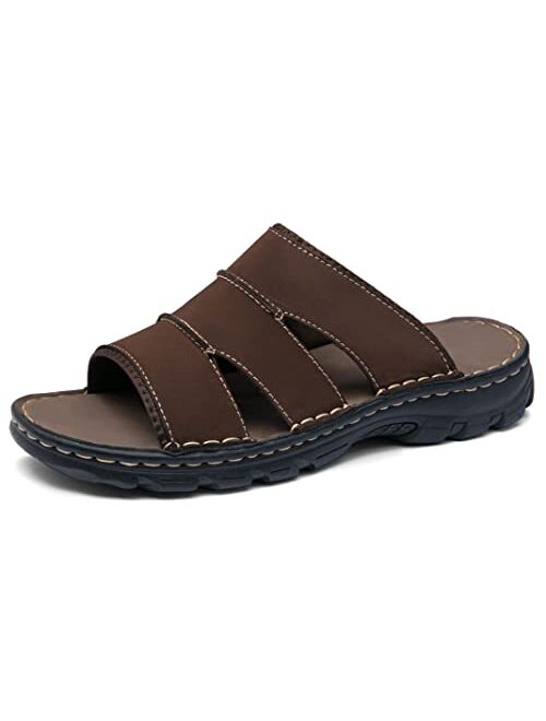 Jousen Sandals For Men Leather Arch Support Mens Sandals Outdoor Mens Beach Slide Sandals