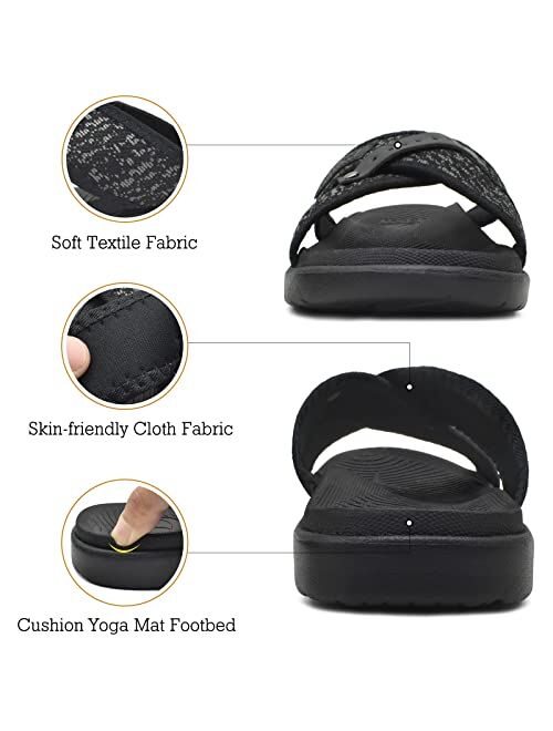 ONCAI Mens Criss Cross Sandals,Arch Support Recovery Sport Slippers Slides with Plantar Fasciitis Orthotic Footbed