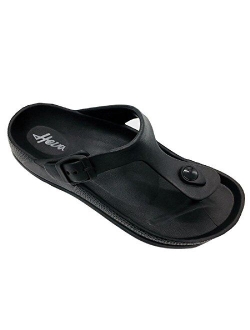 FUNKYMONKEY Men's Comfort Slides Double Buckle Adjustable EVA Flat Sandals