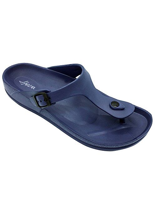 FUNKYMONKEY Men's Comfort Slides Double Buckle Adjustable EVA Flat Sandals