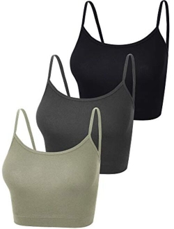 Boao 3 Pcs Crop Camisole Top Spaghetti Strap Tank Sleeveless Crop Tank Top for Women Sports