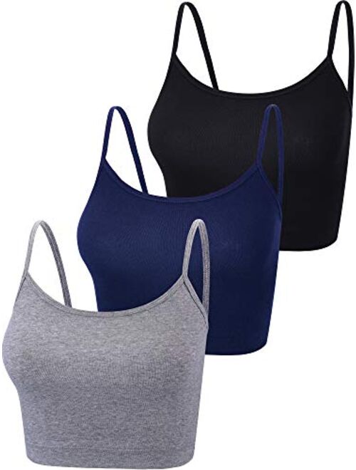 Boao 3 Pcs Crop Camisole Top Spaghetti Strap Tank Sleeveless Crop Tank Top for Women Sports