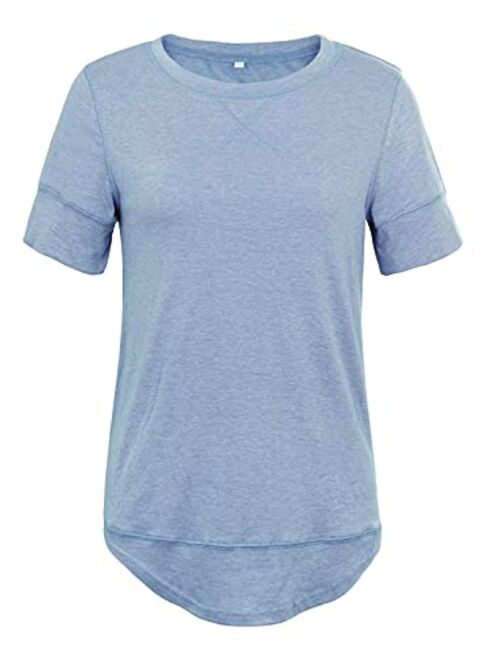 JomeDesign Summer Tops for Women Short Sleeve Side Split Casual Loose Tunic Top