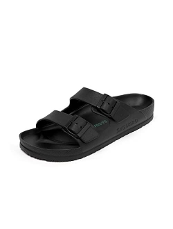 Men's Women's Comfort Slides Double Buckle Sandals Lightweight Adjustable EVA Sandals with Rubble Sole