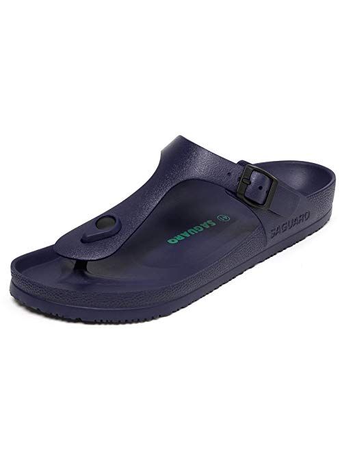 SAGUARO Men's Women's Comfort Slides Double Buckle Sandals Lightweight Adjustable EVA Sandals with Rubble Sole