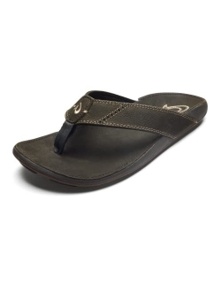 Nui Men's Beach Sandals, Full Grain Leather Flip-Flop Slides, Compression Molded Footbed & Ultra-Soft Comfort Fit