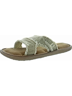 Crevo Cory Frayed Hemp Memory Foam Slide Sandals for Men