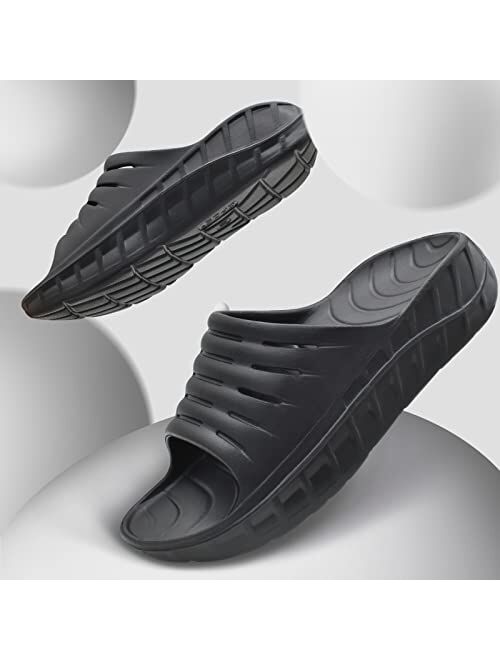 GPOS Mens Sport Recovery Sandals Plantar Fasciitis Thick Cushion Slides Sandals Lightweight Comfort Orthotic Slippers