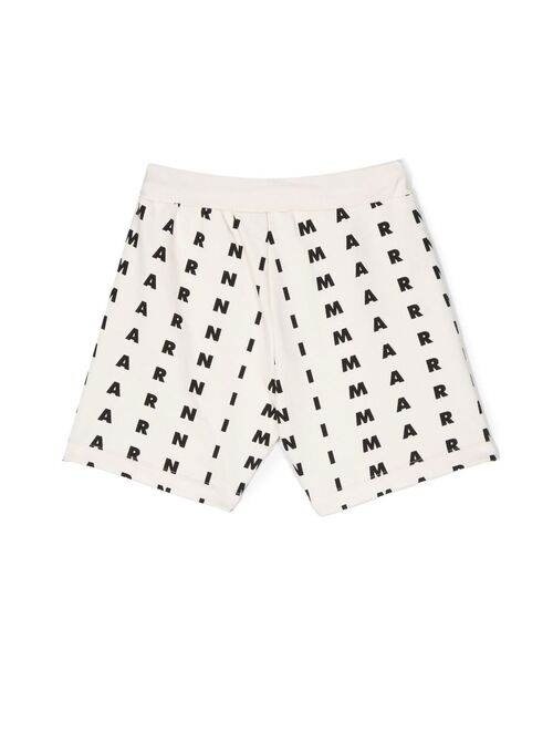 Marni Kids logo-print track shorts