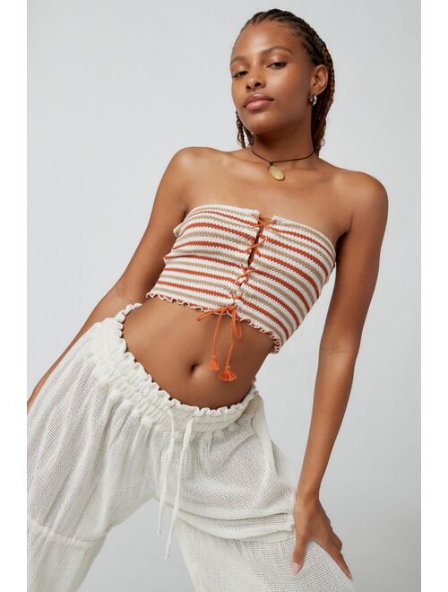 Urban outfitters Ecote Sloan Stripe Lace-Up Tube Top