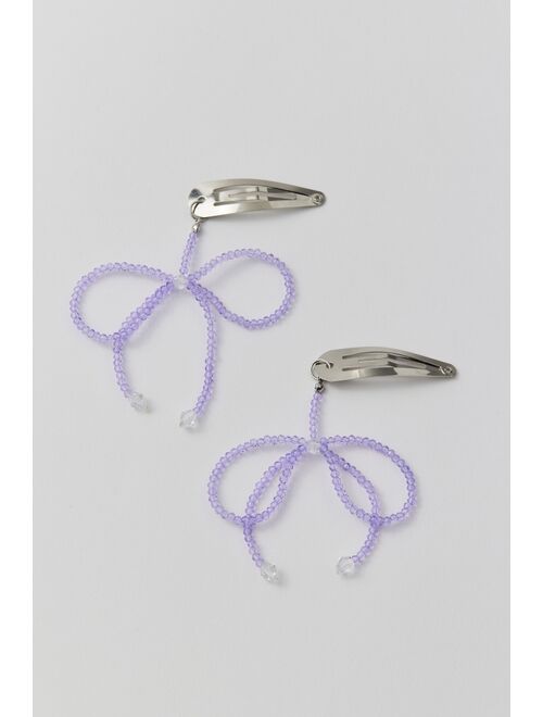 Urban Outfitters Beaded Bow Snap Clip Set